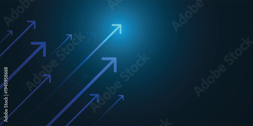 light up arrow dark blue background business growth competition concept