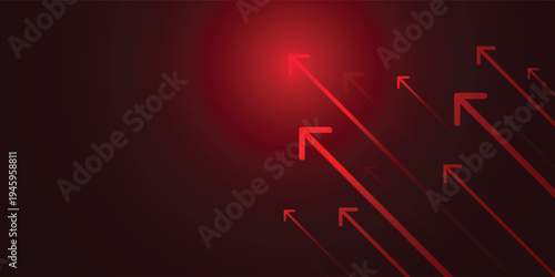 Glowing arrow on dark red background, business growth competition concept.eps 10