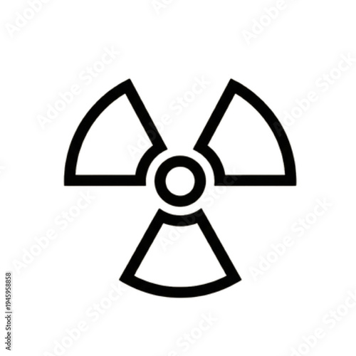 Radiation Hazard Symbol Vector, Classic Nuclear Trefoil Icon in Thick Line Art, Professional Warning Sign for Atomic Waste and Radioactive Safety.