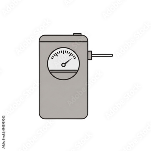 Geiger Counter Vector Icon, Simple Line Art of Handheld Radiation Detector with Probe and Gauge, Atomic Safety and Nuclear Measurement Tool Symbol.