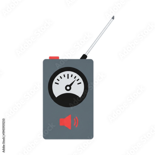 Geiger Counter Vector Icon, Simple Line Art of Handheld Radiation Detector with Probe and Gauge, Atomic Safety and Nuclear Measurement Tool Symbol.