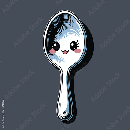 cute flat vector image of an iron spoon