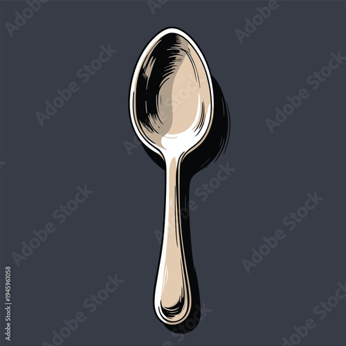 cute flat vector image of an iron spoon