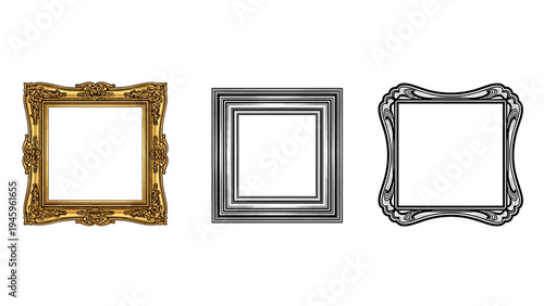 Ornate decorative frames: gold victorian, modern silver, and elegant scrollwork for art, photos, and design