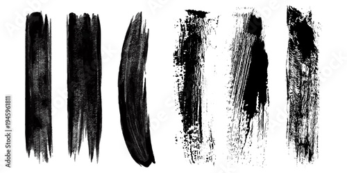 Grunge brush strokes, lines, ink smudges, hand-drawn scribble shapes. Handmade sketchy marks, acrylic stains, charcoal streaks. Paint textures, dry brush effect. Marker underline. Vector illustration