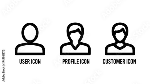 Profile and account management icons for user identity customer service and member login
