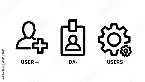 User account management icons for adding users identity verification and member settings