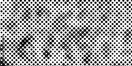 Abstract black and white halftone dot pattern background, vintage pop art retro comic style texture with gradient transition halftone vector technology background.