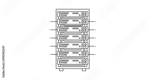 Rack mounted server equipment containing multiple electronic components is displayed front-on against a plain background illustrating data center infrastructure.