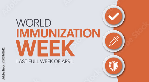 World Immunization Week April Banner with Medical Icons for Vaccine Advocacy Global Health Promotion and Disease Prevention Campaigns for Business