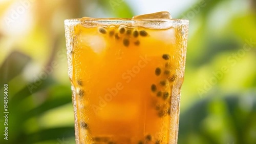 Refreshing Glass of Orange Juice with Basil Seeds.