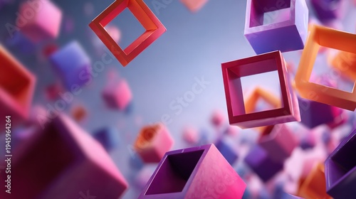 3D Geometric Shapes Floating Background Lifestyle Concept with Modern Aesthetic and Space