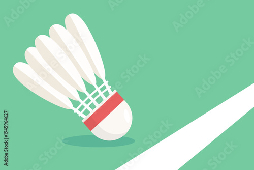 Badminton shuttlecock on a Court With White Line illustration