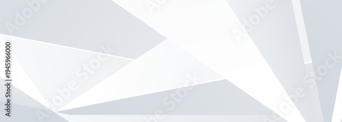 Minimal geometric light gray abstract background with soft polygonal facets, studio ready corporate banner feel, clean modern composition with subtle gradient and crisp lines, versatile