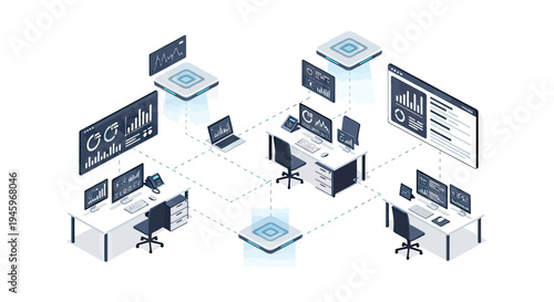 Efficient IT infrastructure illustrating data management and secure network