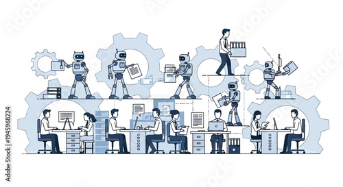 Humans and Robots Collaborate in an Automated Office Environment for Enhanced Productivity