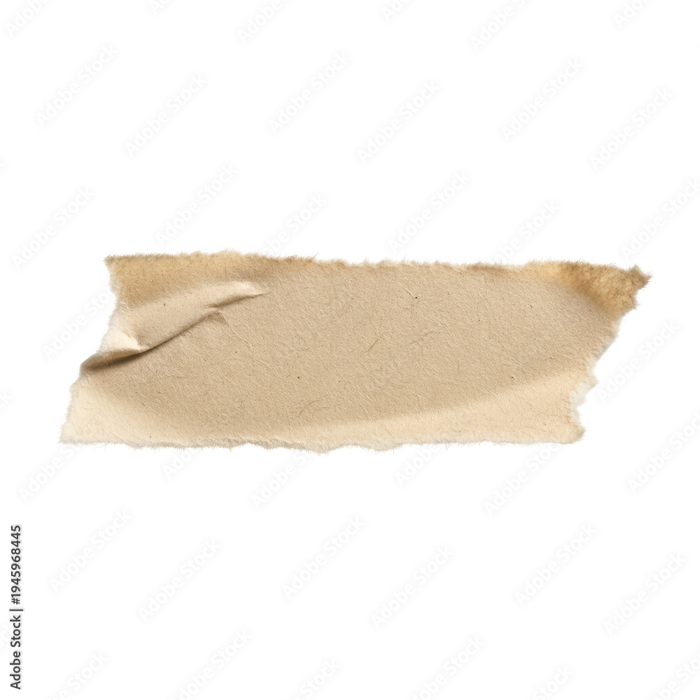 Obraz premium A crumpled piece of light brown paper with a torn edge. isolated on transparent background