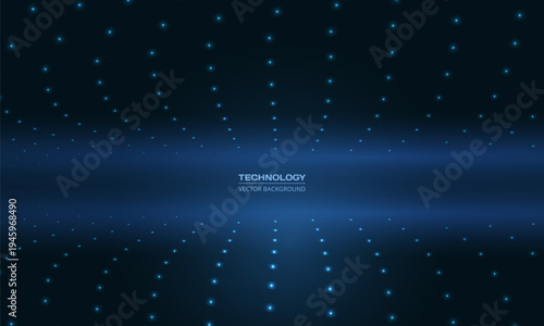 Glowing blue tunnel technology abstract background, curving grid of luminous dots forming deep perspective and subtle central glow, calm futuristic atmosphere with network visualization vibe, ideal