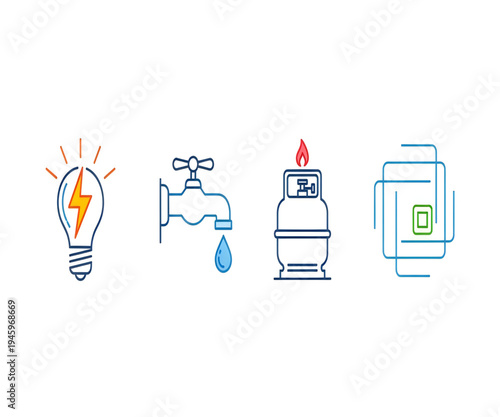 Icons representing utility and energy services