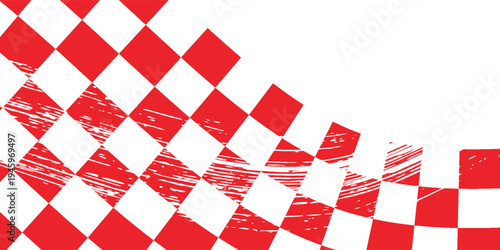 Red and white lattice vector illustration alternating into square shape medium size. modern