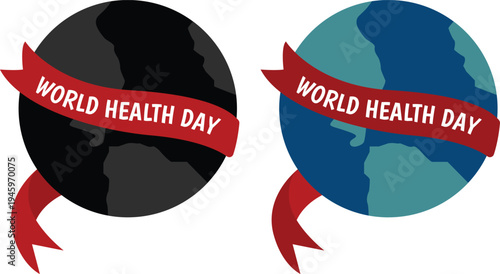 World Health Day icon set collection featuring heart, stethoscope, global health care symbols and medical awareness concepts.