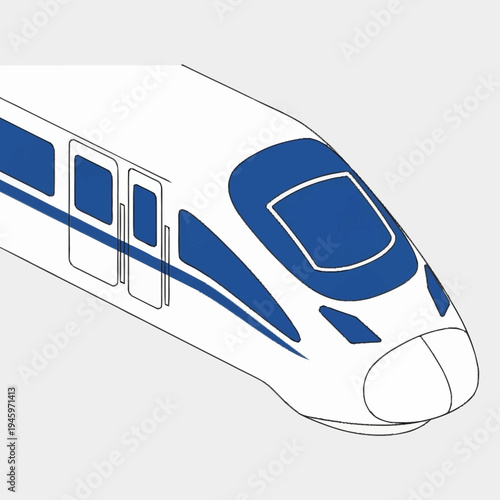 Modern High Speed Train Front View Illustration.