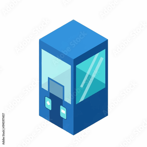 Modern Blue Vending Machine Isometric Illustration.