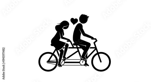 Couple Riding Tandem Bike Together.