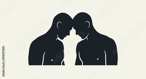 Two Men Facing Each Other Silhouettes.