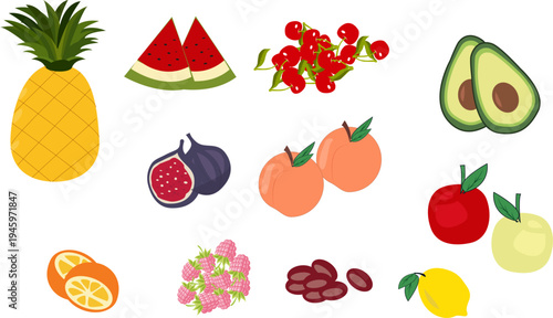 Fresh fruits collection set