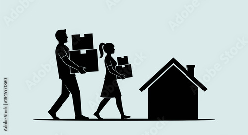 Couple moving into a new home.