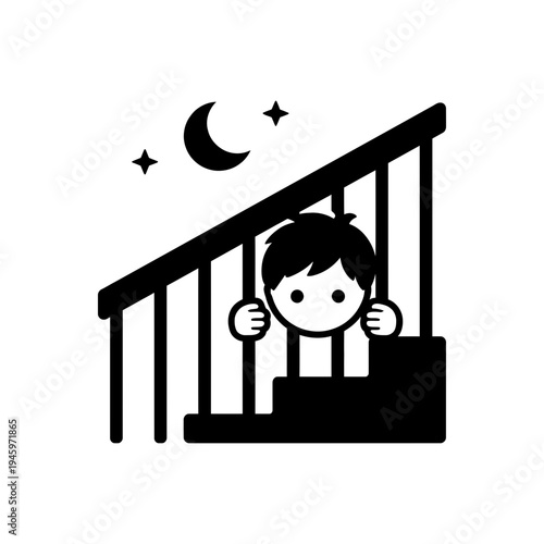 Child Watching From Stairs Icon