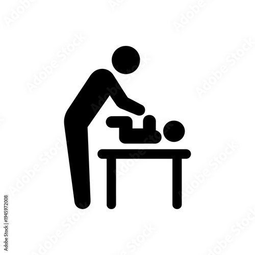 Parent Changing Baby Diaper Icon