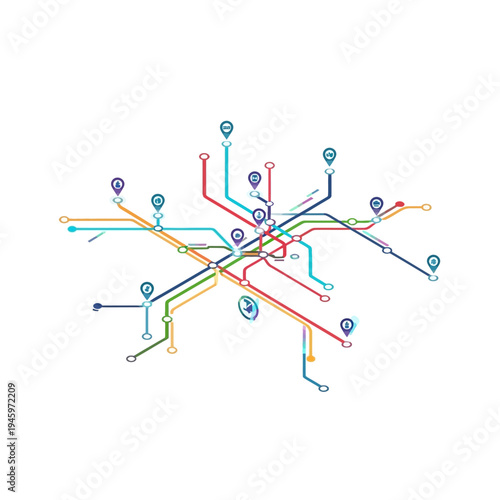 Abstract Metro Subway Map Network Design.