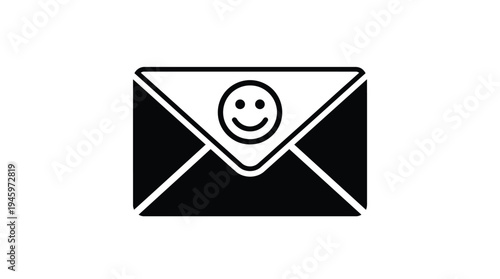 Black and white envelope with a smiley face sticker 1