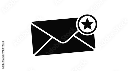 Black envelope with white star stamp