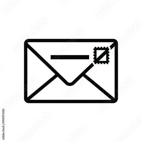 Black and white envelope with postage stamp mail