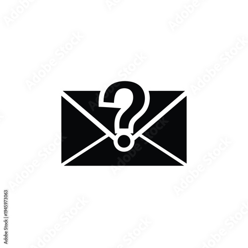 Black envelope with white question mark inside