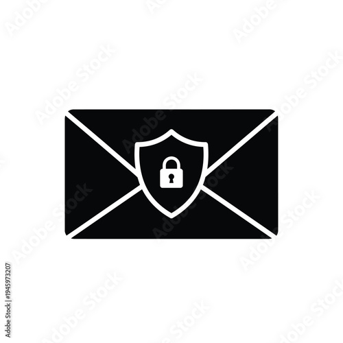 Black envelope with white security lock