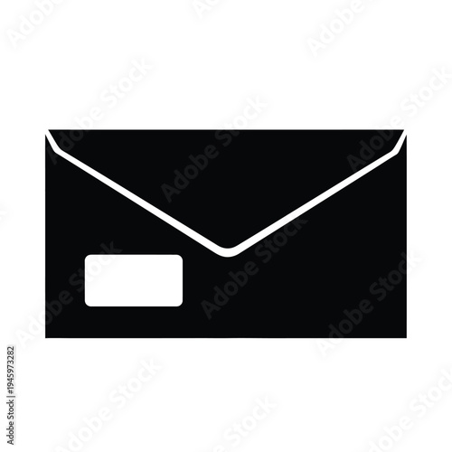 Black and white envelope with a rectangular window
