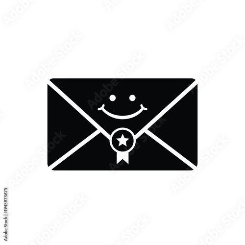 Black envelope with smiling face and star badge