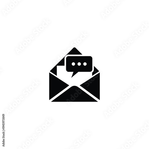 Black envelope with speech bubble emerging from