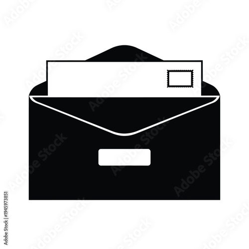 Black and white envelope with a letter inside