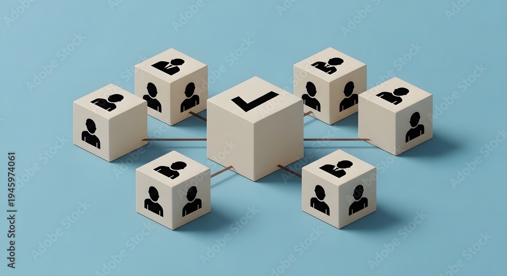 Obraz premium A collection of white dice with black dots on a blue background