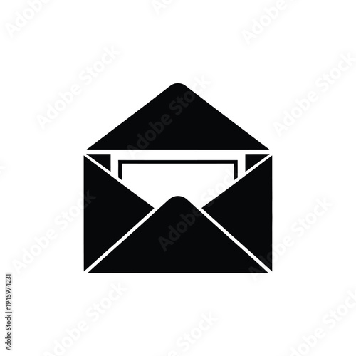 Black and white of an open envelope with letter inside