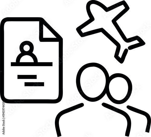 Icon representing travel documents and passengers