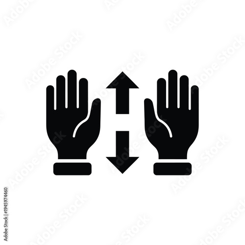 Black hands gesturing up and down with arrows