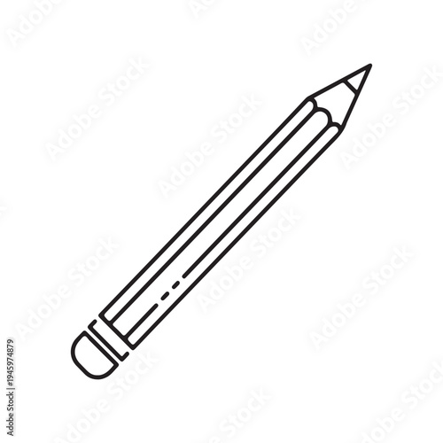 Long pencil outline icon in trendy design style. Stationery symbol vector illustration. The best editable graphic resources for many purposes