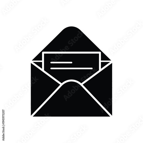 Black and white envelope with letter inside mail