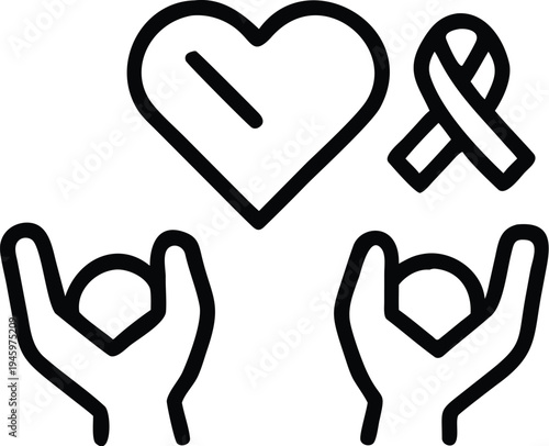 Charity Giving and Donate Money Outline Icon